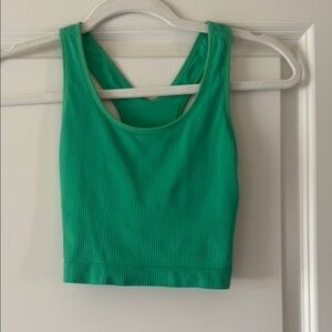 Green Ribbed Women's Top